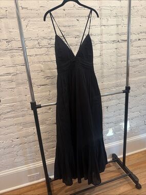 Abercrombie & Fitch Black V‑Neck Spaghetti Strap Maxi Dress